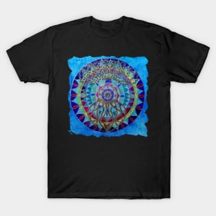 Tree of Life mandala in blue - Renate van Nijen T-Shirt